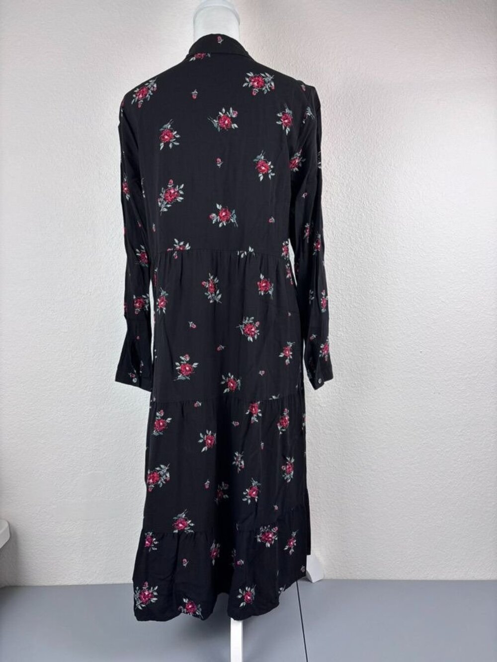J. Jill women;s medium black floral long sleeve midi dress cottagecore casual - Picture 6 of 8